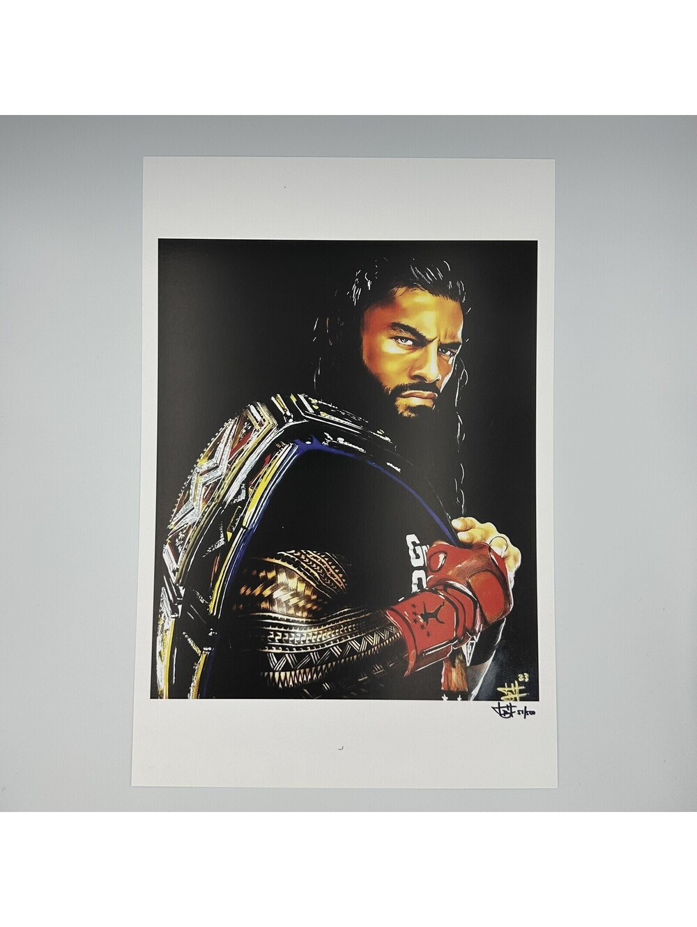 Roman Reigns Limited Edition Lithograph by Joshua Barton 12x18 Signed & Numbered